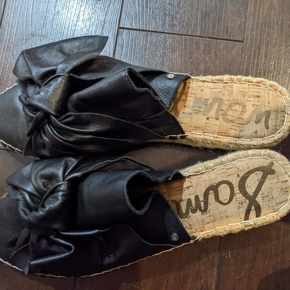 Sam Edelman Lynda Leather Bow Espadrilles Mule 10 - Picture 3 of 4